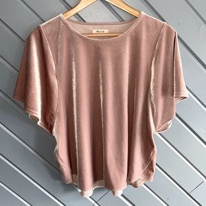 🥳 Madewell Velvet Butterfly pastel pink/tan Top